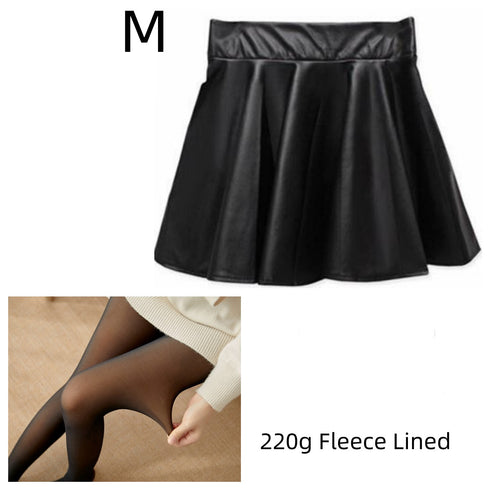 High waist Faux Leather Skirt sun skirt pleated skirt - ROUTINE FASHION