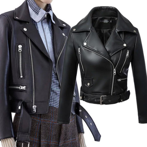 Women's leather short jacket - ROUTINE FASHION
