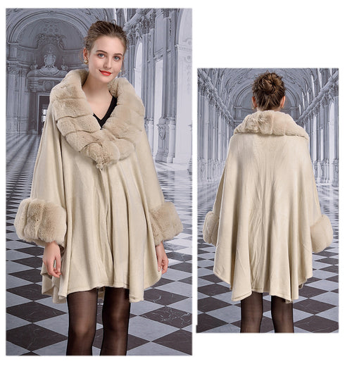 Women's Rex Rabbit Fur Shawl Cape - ROUTINE FASHION
