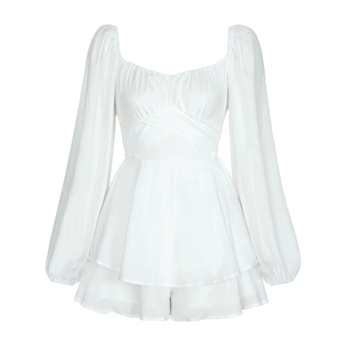 Women Jumpsuit Short Puff Sleeve Fashion Ruffle Shorts - ROUTINE FASHION