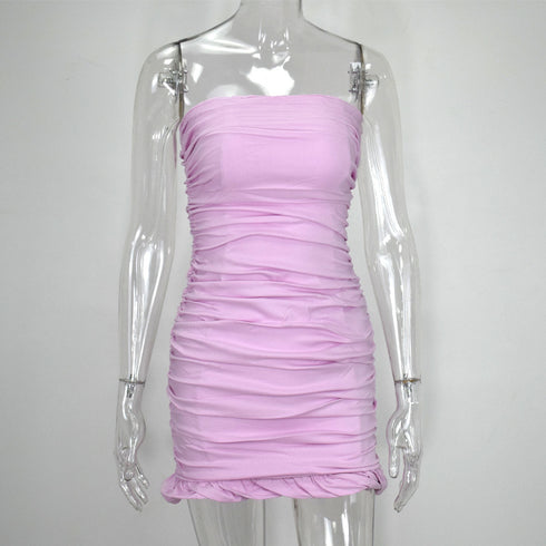 Hip fold wrap chest ruffle skirt - ROUTINE FASHION