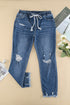 Casual Women's Elasticated Lace-up Slim-fit Jeans - ROUTINE FASHION