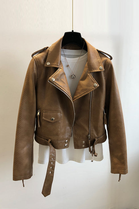 Women's Short Leather Jacket Spring And Autumn - ROUTINE FASHION