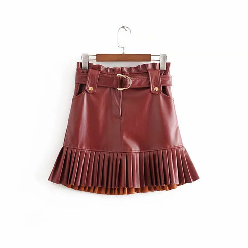 PU leather pleated skirt - ROUTINE FASHION