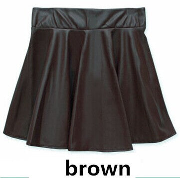 High waist Faux Leather Skirt sun skirt pleated skirt - ROUTINE FASHION