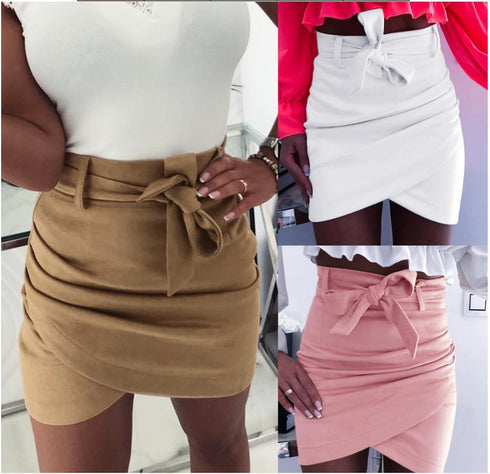 High waist cross tie wrap skirt - ROUTINE FASHION