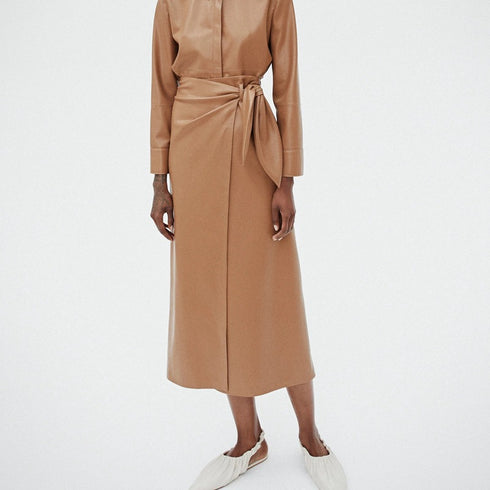 PU leather A-line skirt skirt - ROUTINE FASHION