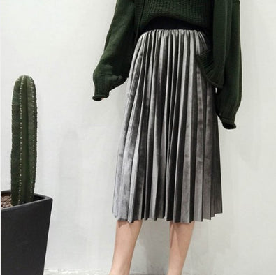 Gold velvet pleated skirt - ROUTINE FASHION