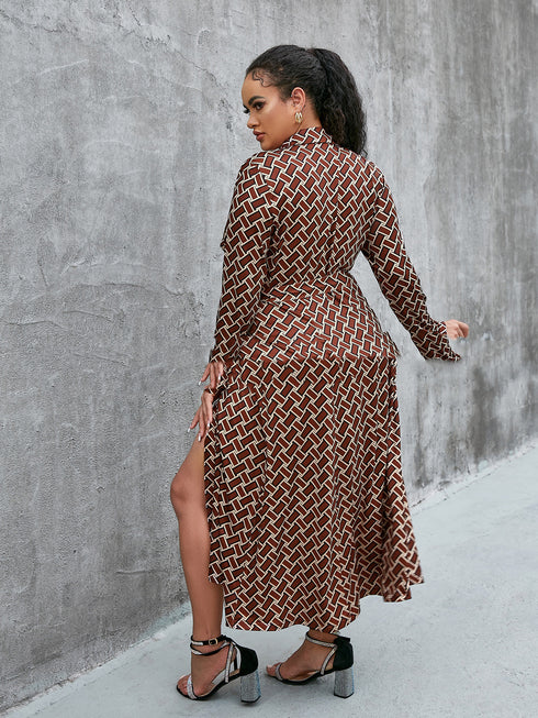 Temperament Commuter Maxi Dress With Drawstring - ROUTINE FASHION