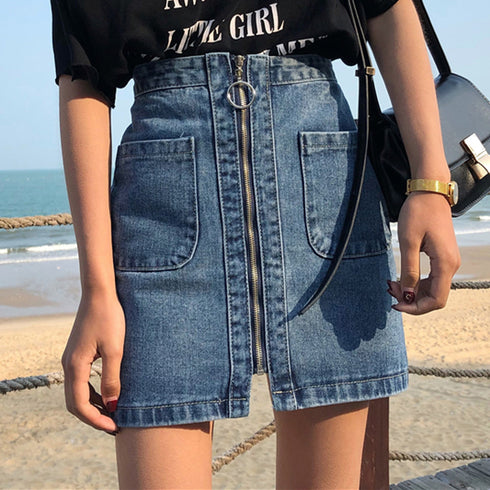Denim skirt with zip - ROUTINE FASHION