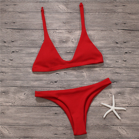 Sexy Bikinis Women Swimsuit Solid Bathing Swim Suit Bikini Set Swimwear Biquini Beachwear - ROUTINE FASHION