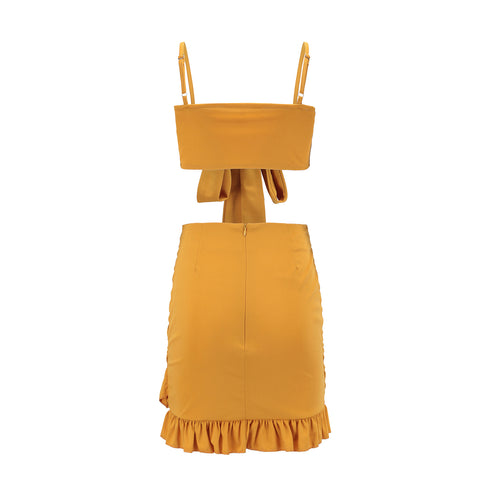 High waist ruffled hip wrap holiday skirt - ROUTINE FASHION