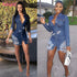 Shredded denim dress denim casual dress - ROUTINE FASHION