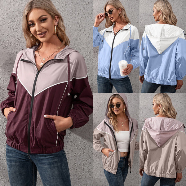 Outdoor Leisure Color Matching Hooded Waterproof Jacket - ROUTINE FASHION