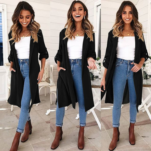 Women's long trench coat jacket - ROUTINE FASHION