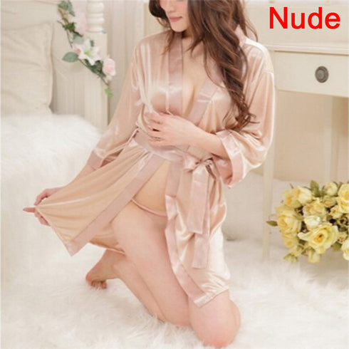Women's Sexy Lingerie Set Sexy Ice Silk Robe with Bathrobe - ROUTINE FASHION