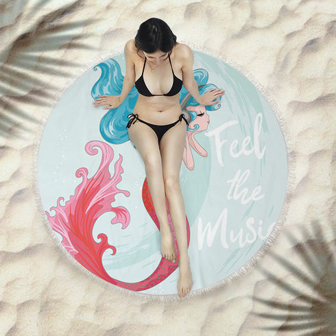 Fringed beach towel round bath towel beach towel - ROUTINE FASHION