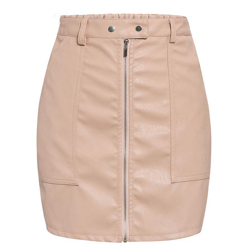 Leather skirt short skirt solid color skirt - ROUTINE FASHION