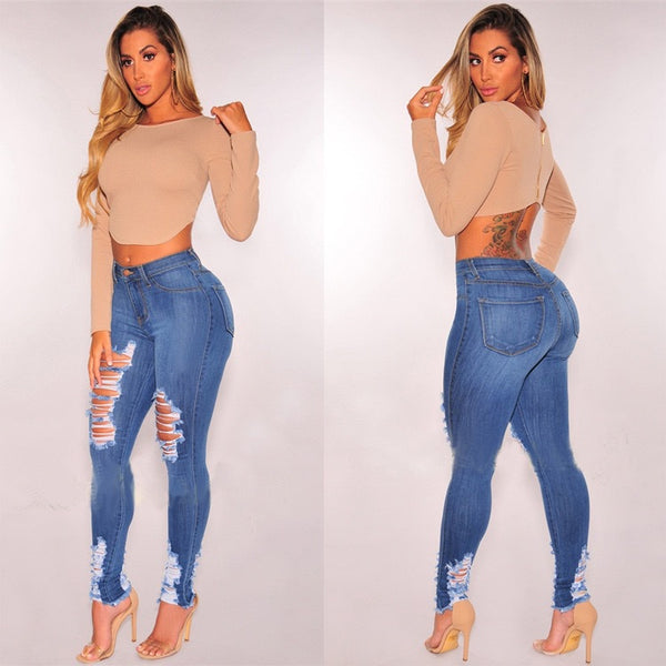 Commuter Stretch Leggings Ripped Slim-fit Jeans - ROUTINE FASHION