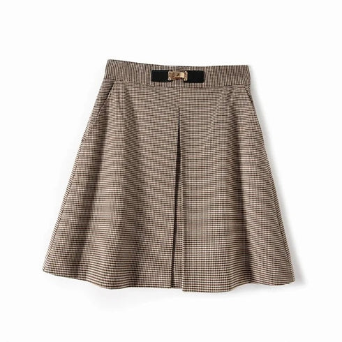 Autumn Winter A Line Houndstooth Skirt Women High Waist Office Skirts Vintage Plaid Mini Skirt - ROUTINE FASHION