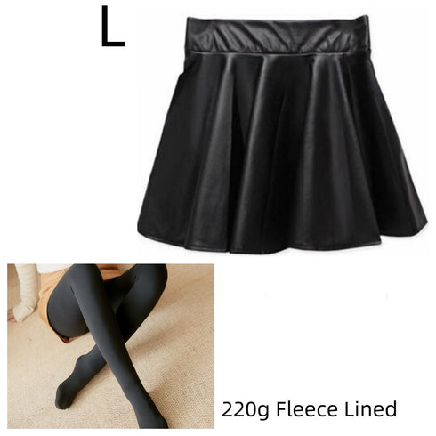 High waist Faux Leather Skirt sun skirt pleated skirt - ROUTINE FASHION