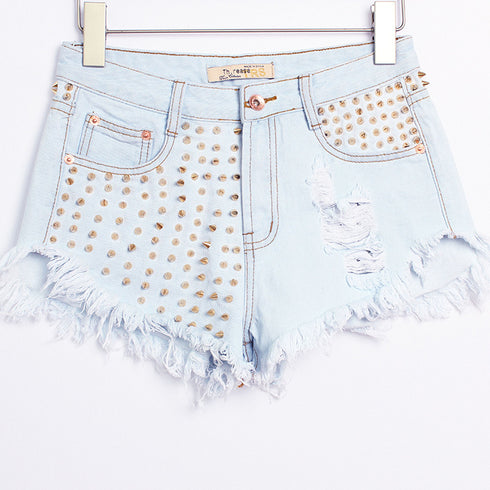 Denim high waist shorts - ROUTINE FASHION