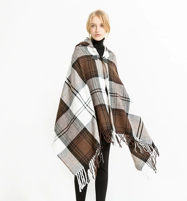 Tribal Bohemian Cape With Hoodie Khaki - ROUTINE FASHION