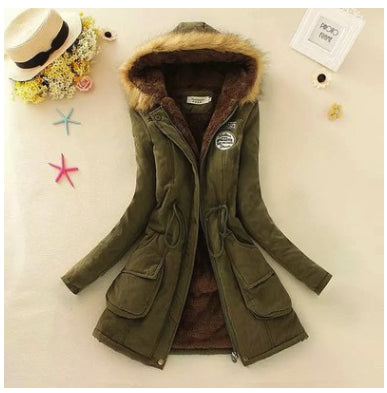 Thick Winter Jacket Women Large Size Long Section Hooded parka outerwear new fashion fur collar Slim padded cotton warm coat - ROUTINE FASHION