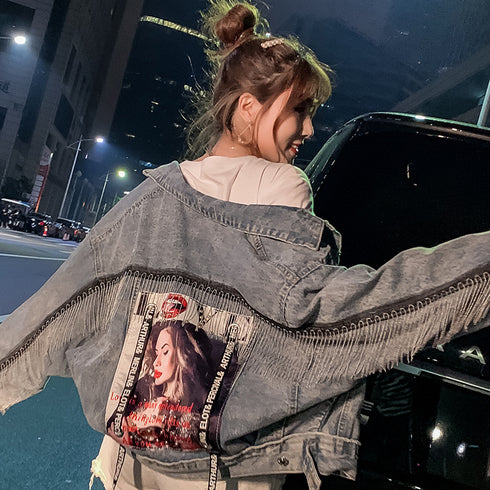 Printed beaded denim jacket - ROUTINE FASHION