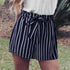 SweatyRocks Black High Waist Bow Decor Striped Paperbag Shorts Women Streetwear Wide Leg Casual Shorts Womens Summer Shorts - ROUTINE FASHION
