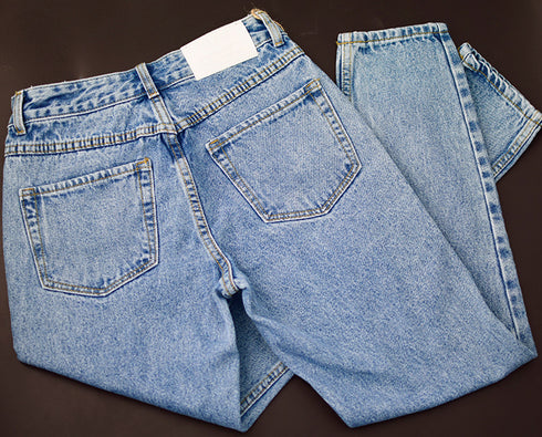 High-rise slim straight-leg washed jeans - ROUTINE FASHION