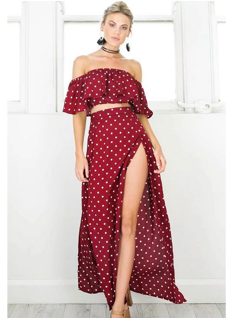 Printed wrap chest + high waist skirt suit - ROUTINE FASHION