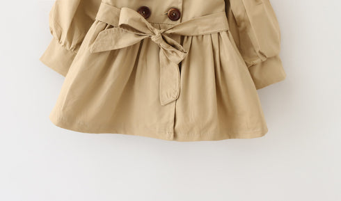 Double-breasted button trench coat belt trench coat skirt - ROUTINE FASHION