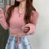 Long Sleeve Short Bottomed Top With Design Inside For Women - ROUTINE FASHION