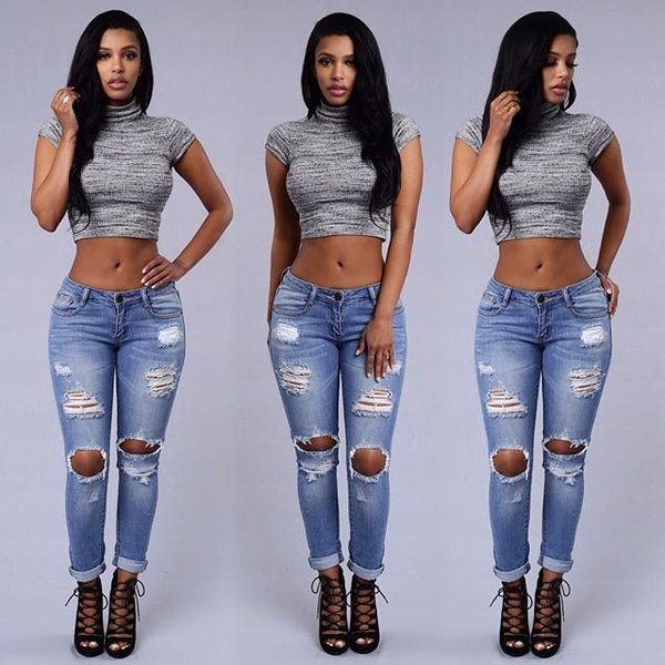 Skinny Ripped Jeans - ROUTINE FASHION