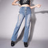 Cutout Statement Strapping Straight Leg Flared Jeans - ROUTINE FASHION