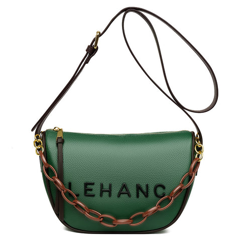 Acrylic Letter Shoulder Soft Leather Square Bag - ROUTINE FASHION