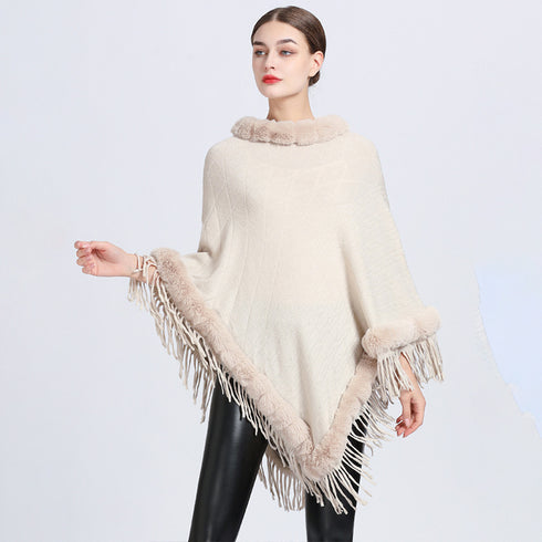 Ladies Fashion Knit Pullover Cape Coat - ROUTINE FASHION