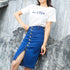 Single-breasted stretch denim skirt - ROUTINE FASHION