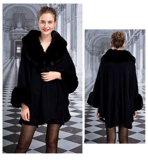 Women's Rex Rabbit Fur Shawl Cape - ROUTINE FASHION