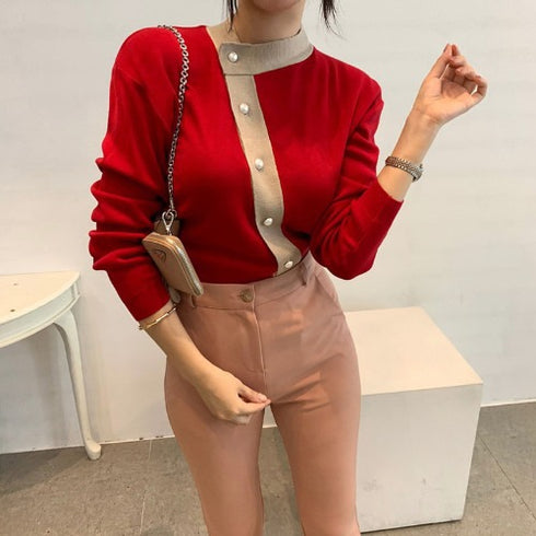 Colorblock Striped Sweater Cardigan Short Coat Women - ROUTINE FASHION