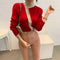 Colorblock Striped Sweater Cardigan Short Coat Women - ROUTINE FASHION