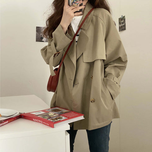 Khaki Trench Coat For Women British Style Small Short Thin Coat - ROUTINE FASHION
