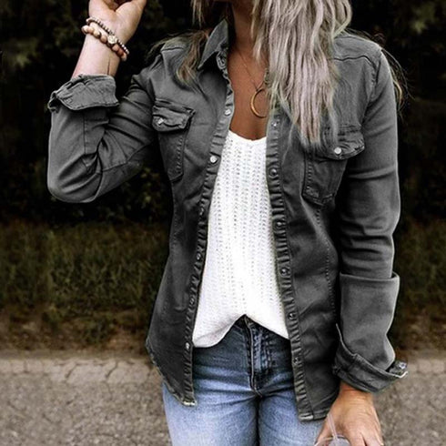 European and American mid-length denim jacket women - ROUTINE FASHION