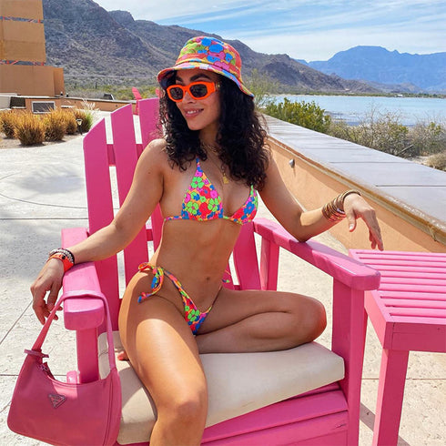 New Floral Drawstring Bikini Swimsuit Women - ROUTINE FASHION