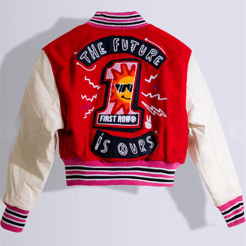 Thread Color Blocking Button Bomber Suit - ROUTINE FASHION