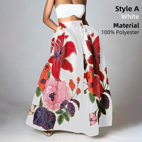 Bottoms Skirt Floral Holiday Women For Long Maxi - ROUTINE FASHION