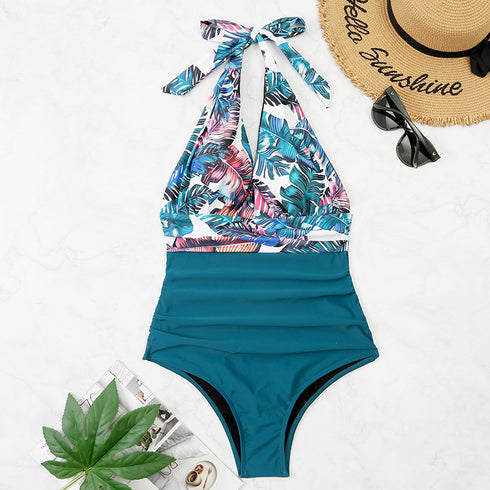 One-piece Halter Matching Belly Bikini Women - ROUTINE FASHION
