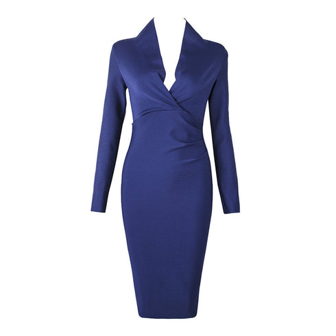 V-neck Tight Wrap Hip Temperament Party Auto Show Host Dress - ROUTINE FASHION