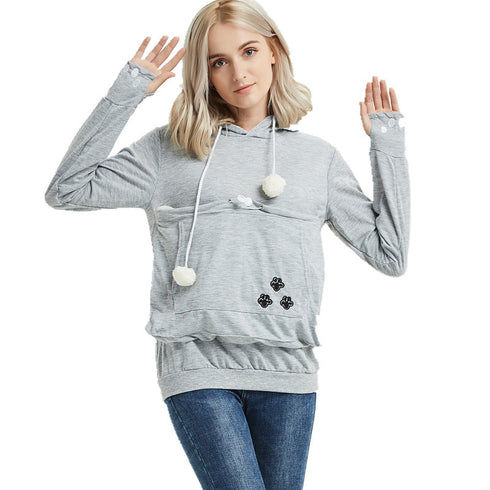Cute Hoodies Pullover Sweatshirts With Pet Pocket For Cat Clothes Winter Women - ROUTINE FASHION